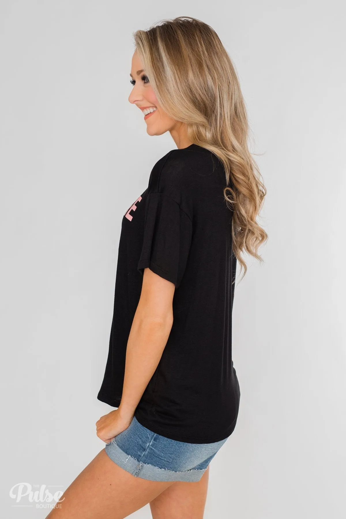 "Caffeine Queen" Graphic Top- Black