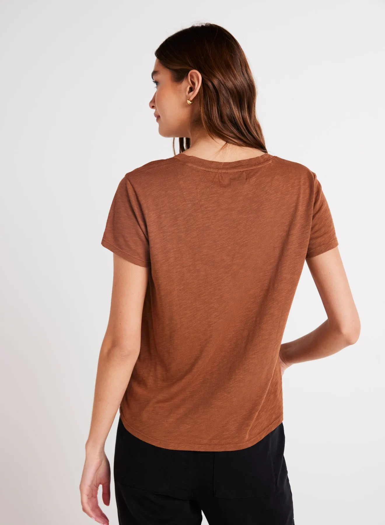 Side Slit V-Neck Tee - Twilight Gold