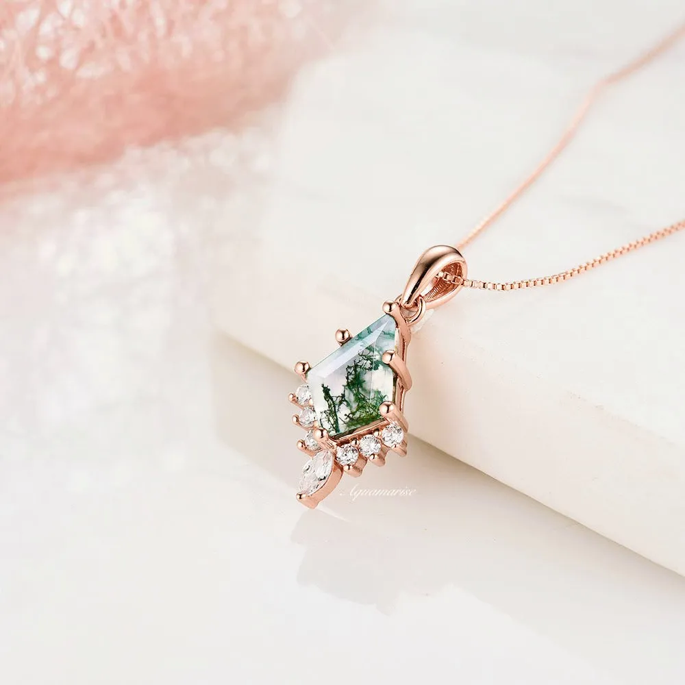 Skye Kite Green Moss Agate Necklace- 14K Rose Gold Vermeil