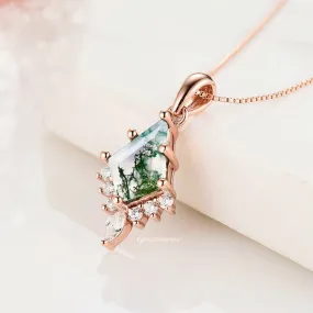 Skye Kite Green Moss Agate Necklace- 14K Rose Gold Vermeil