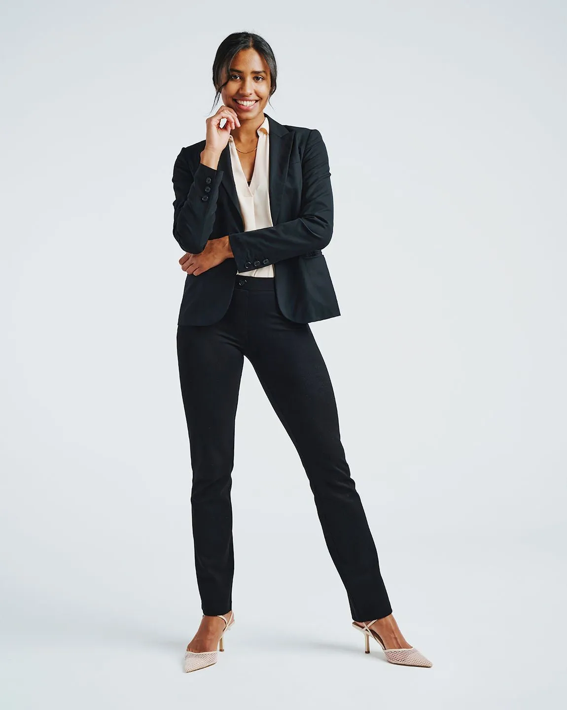 Straight-Leg | Two-Pocket Dress Pant Yoga Pants (Black)