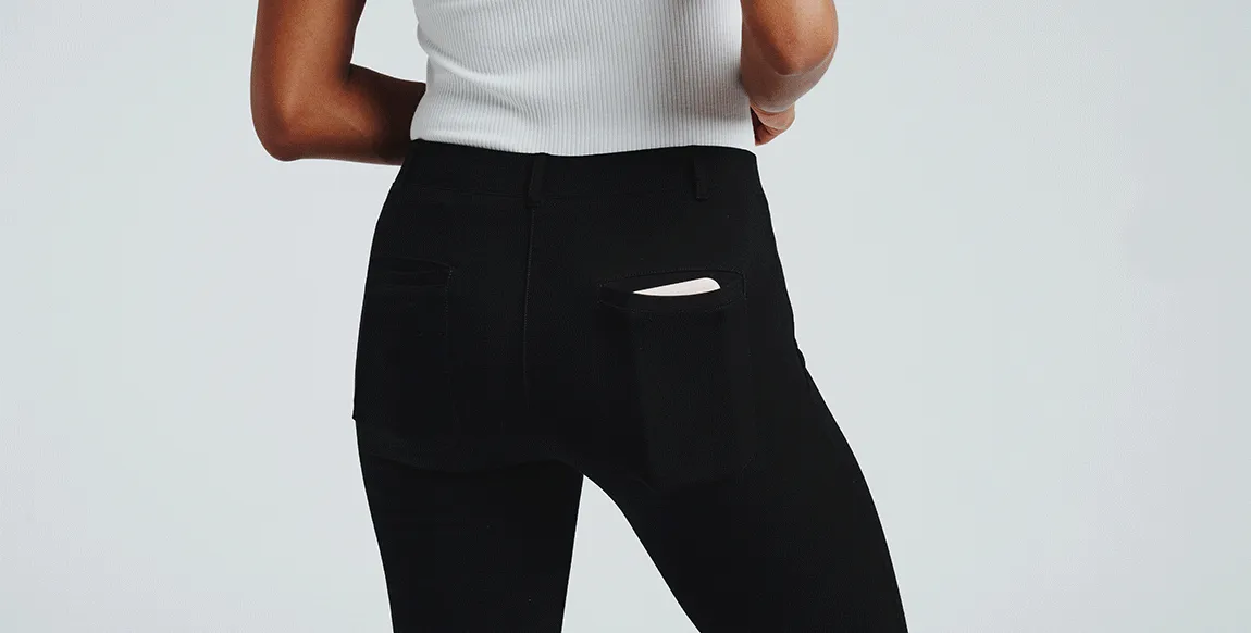 Straight-Leg | Two-Pocket Dress Pant Yoga Pants (Black)