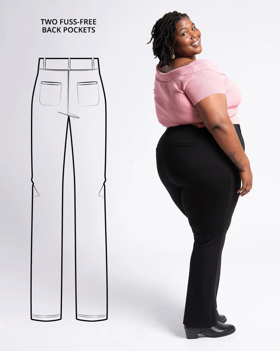 Straight-Leg | Two-Pocket Dress Pant Yoga Pants (Black)