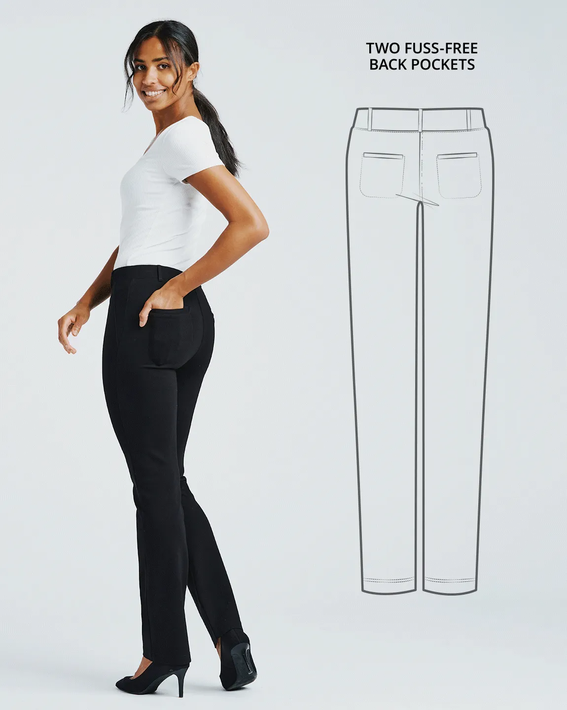 Straight-Leg | Two-Pocket Dress Pant Yoga Pants (Black)