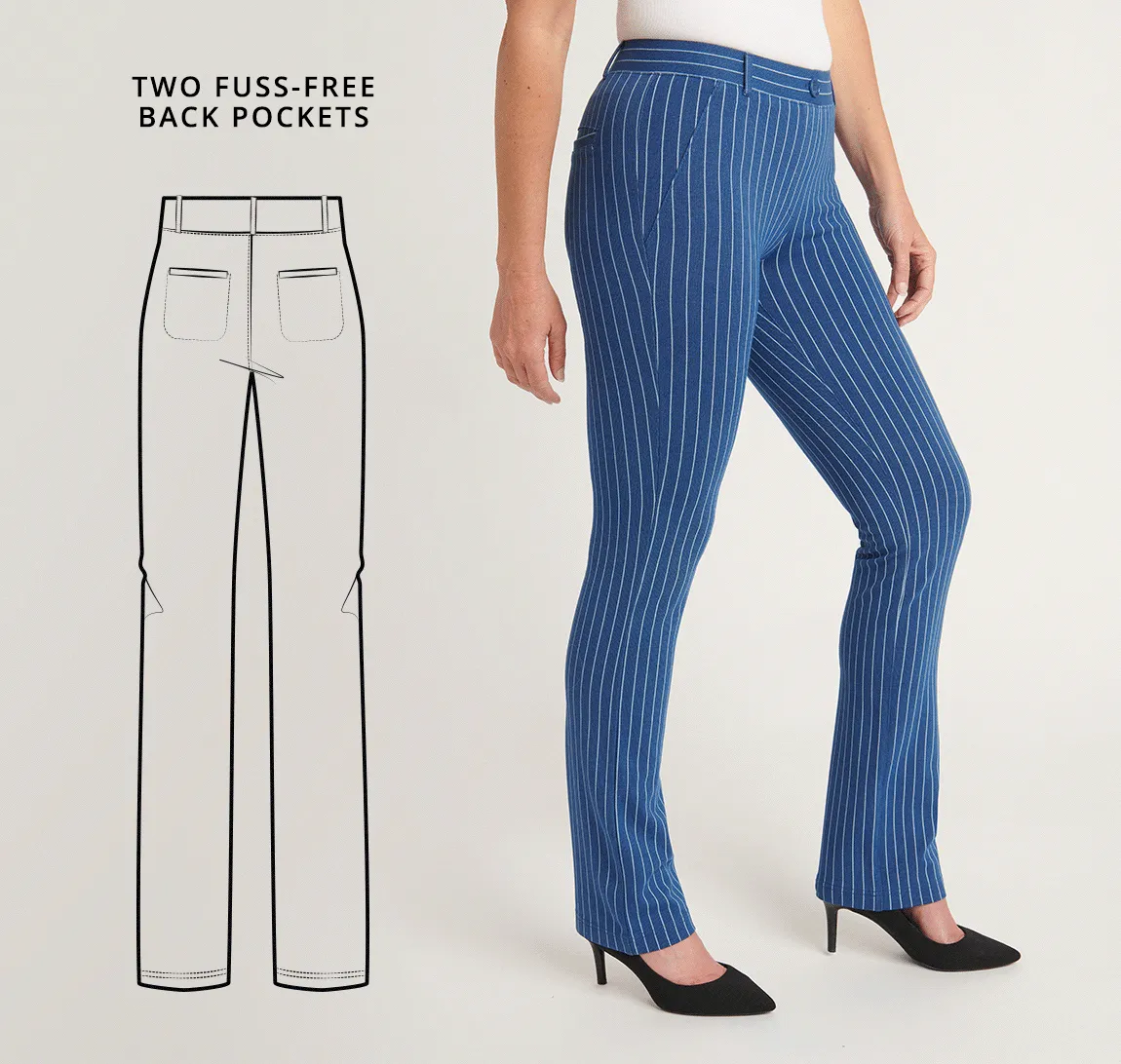 Straight Leg | Two-Pocket Straight-Leg Dress Pant Yoga Pants (Aegean Pinstripe)