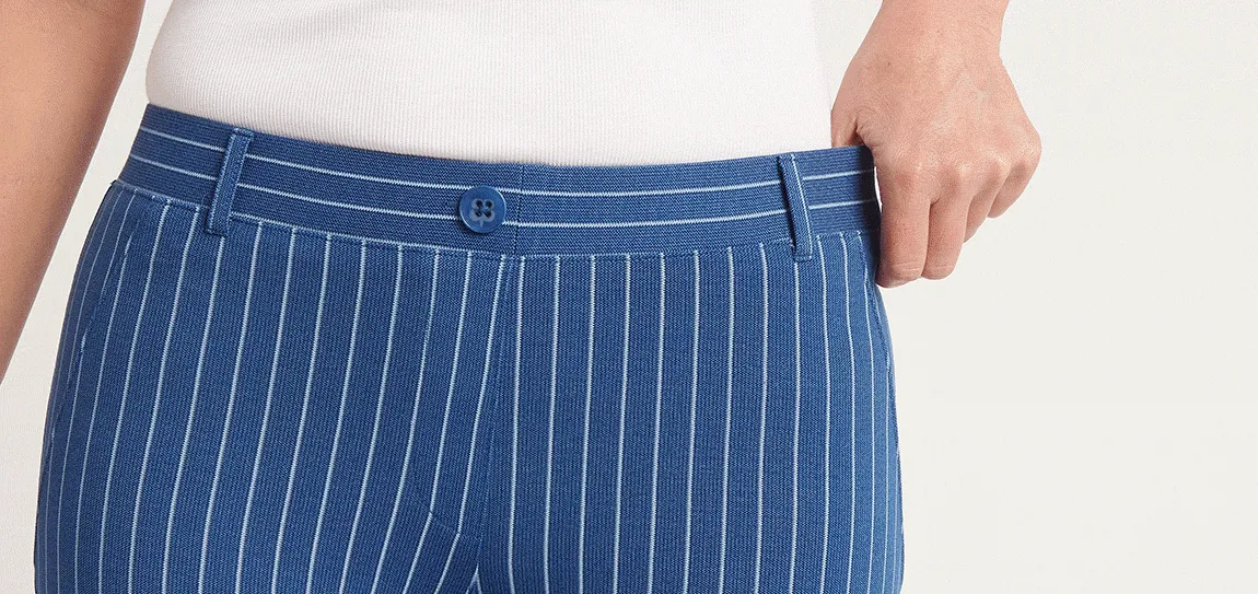 Straight Leg | Two-Pocket Straight-Leg Dress Pant Yoga Pants (Aegean Pinstripe)