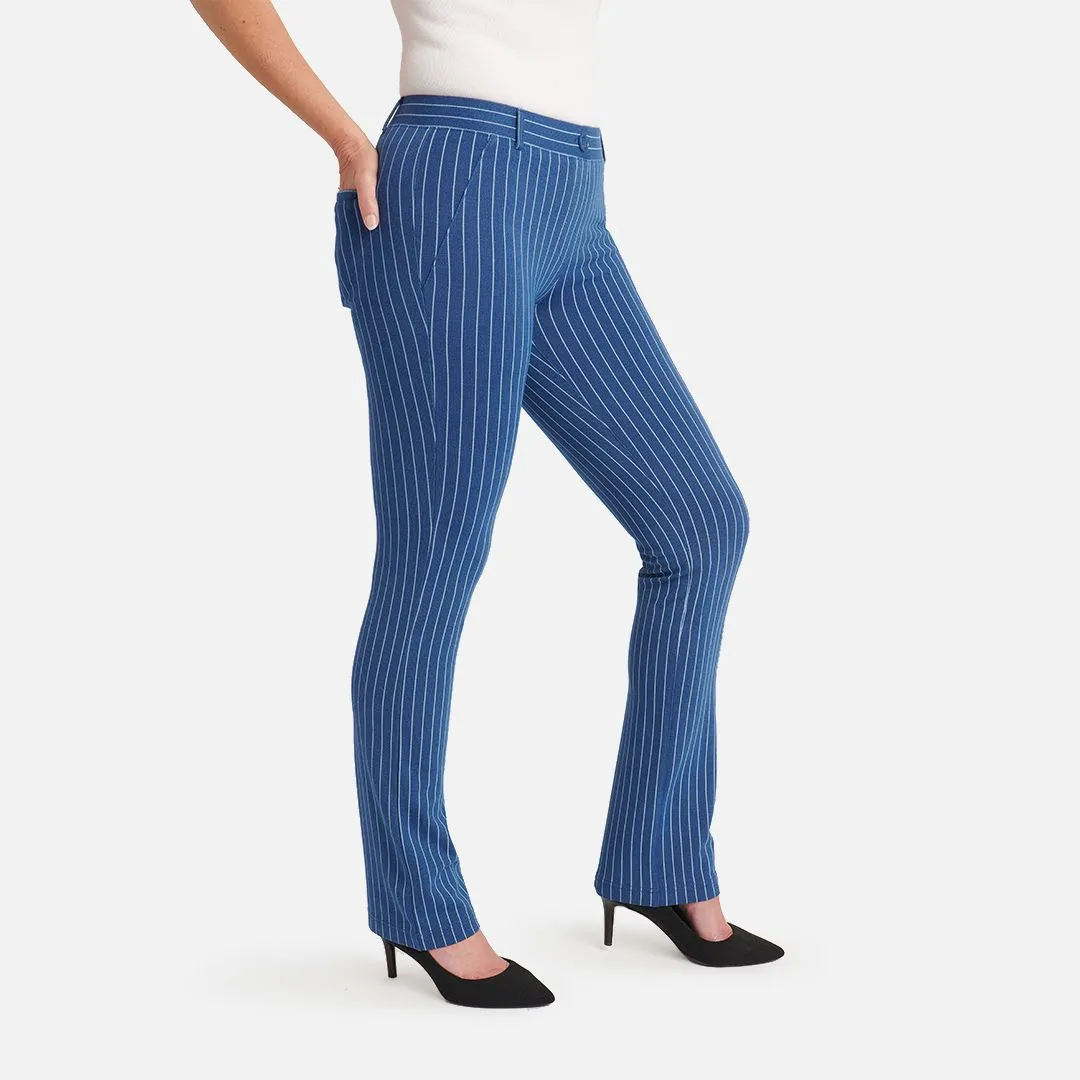 Straight Leg | Two-Pocket Straight-Leg Dress Pant Yoga Pants (Aegean Pinstripe)