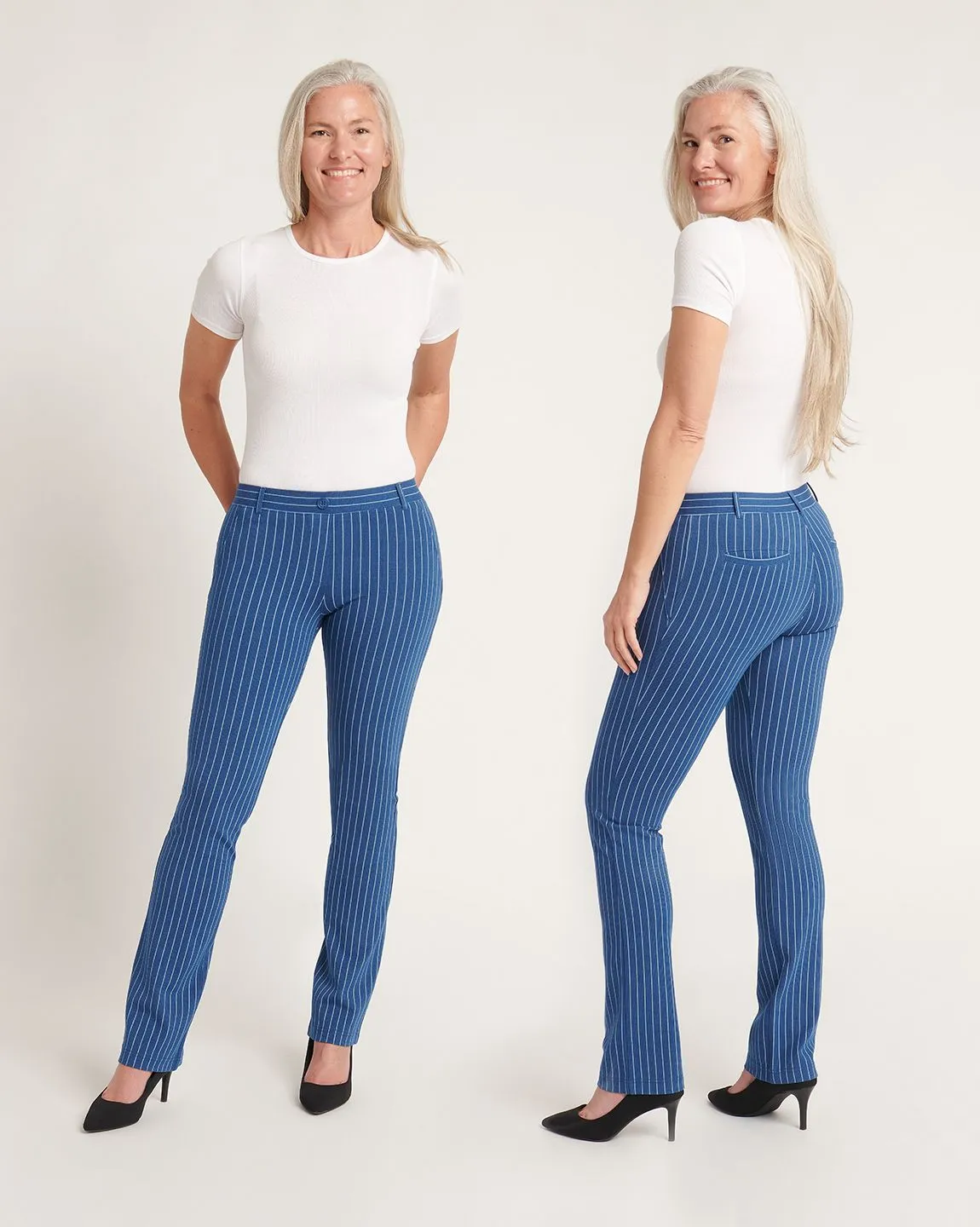 Straight Leg | Two-Pocket Straight-Leg Dress Pant Yoga Pants (Aegean Pinstripe)