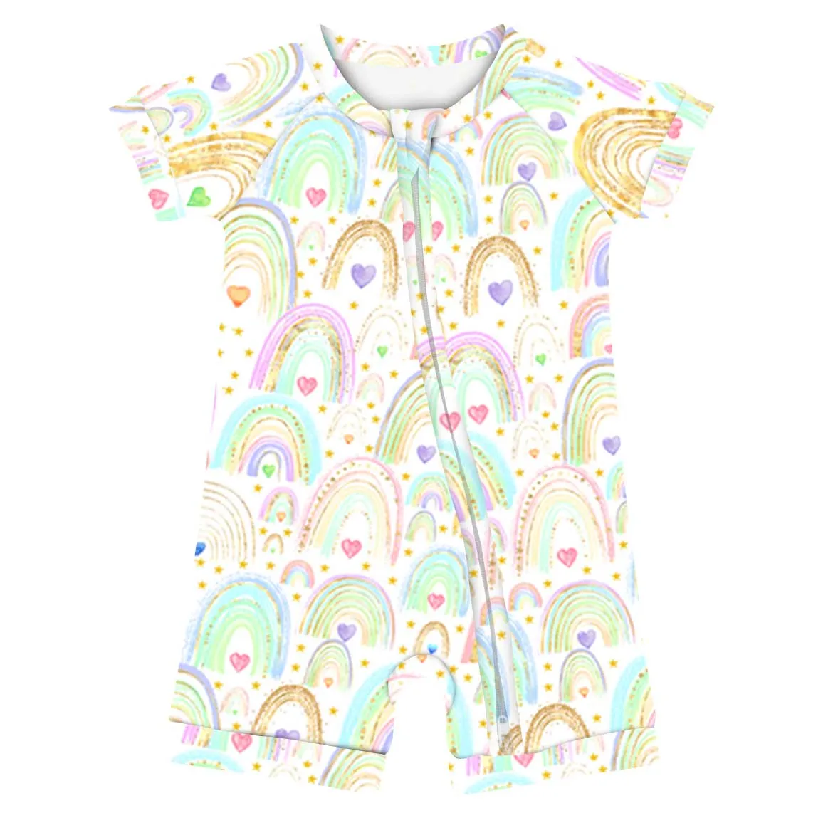 Sweet Summer Rainbow Love - Bamboo Shorty Romper