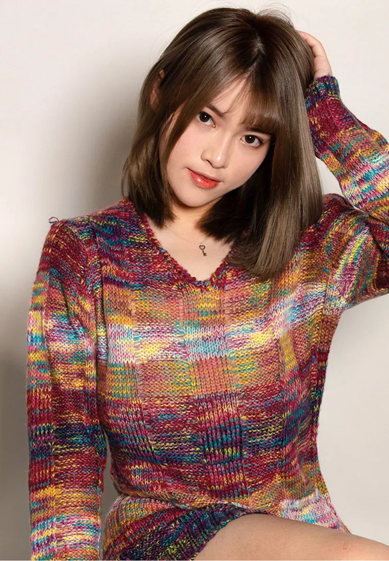 textured multi color sweater