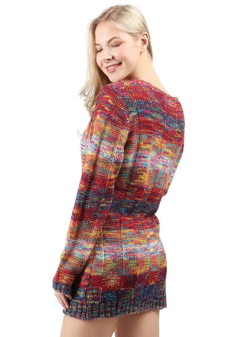 textured multi color sweater