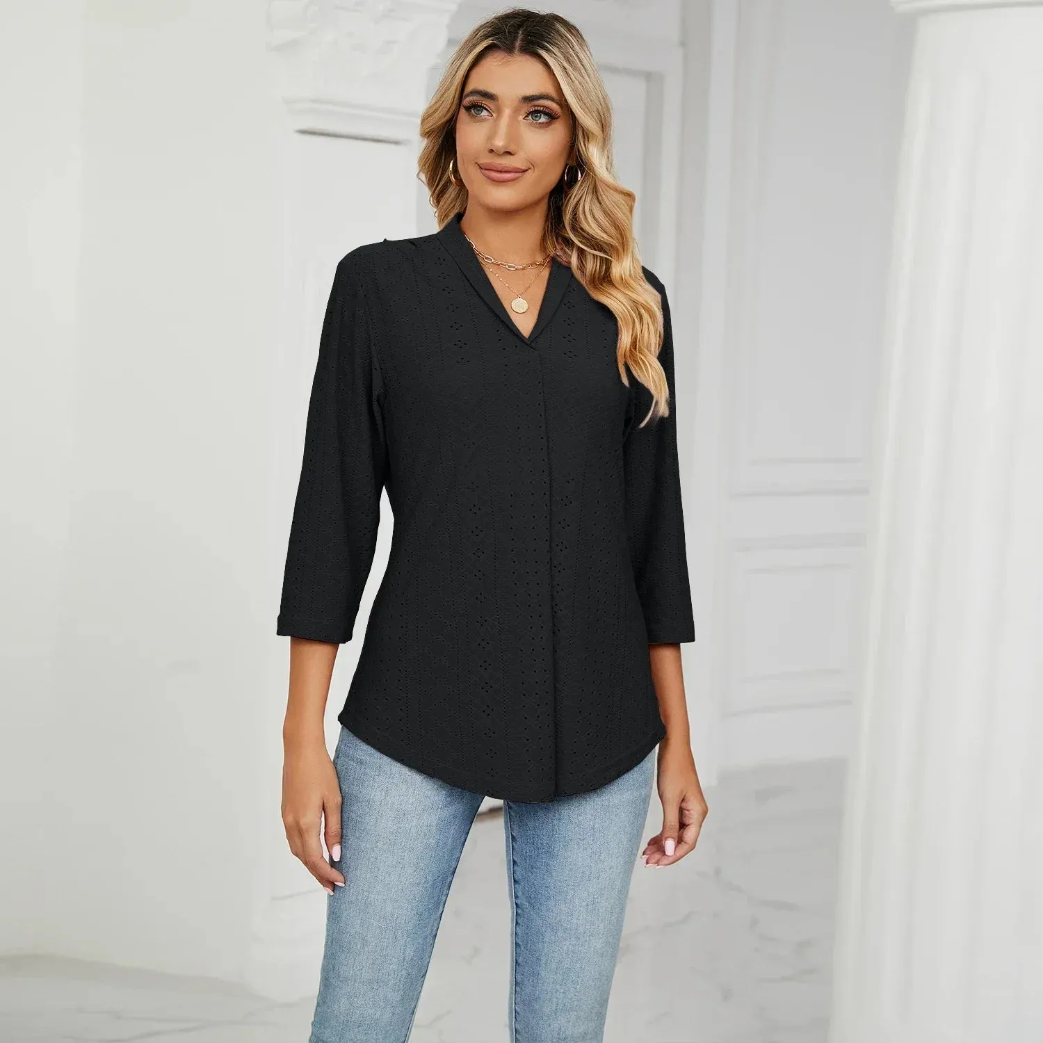 Women's Clothing Shirts & Blouses Korean Popular Clothes White Black Woman Trend 2024 Elegant Top for Women Ladies Blouse Shirt
