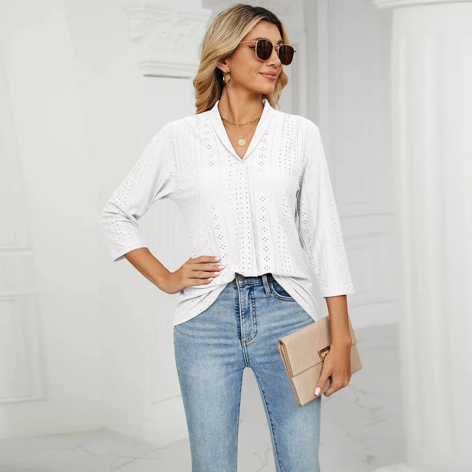 Women's Clothing Shirts & Blouses Korean Popular Clothes White Black Woman Trend 2024 Elegant Top for Women Ladies Blouse Shirt