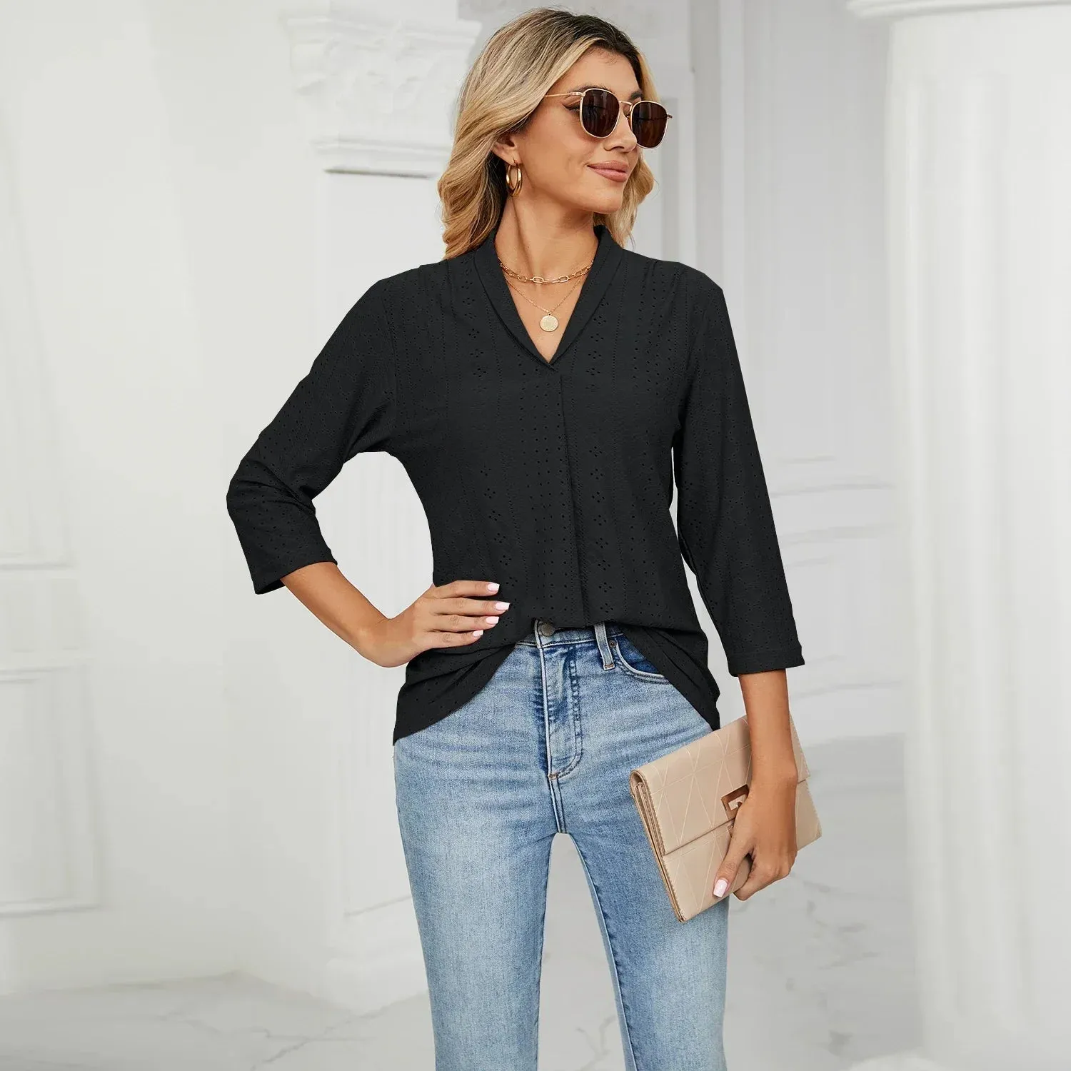Women's Clothing Shirts & Blouses Korean Popular Clothes White Black Woman Trend 2024 Elegant Top for Women Ladies Blouse Shirt